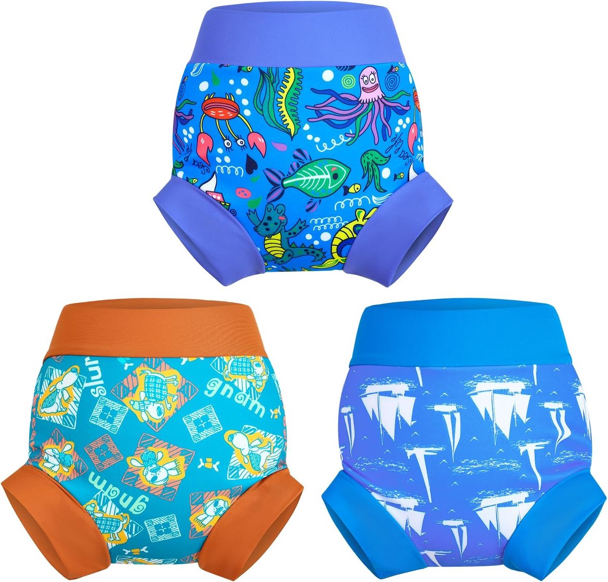 SnelShoppen - Herbruikbare Baby Zwemluier, Waterdichte Zwembroek voor Jongens en Meisjes, Blauw, M/3 Jaar, Ademend, Lekvrije Zwemluiers voor Zwemmen,