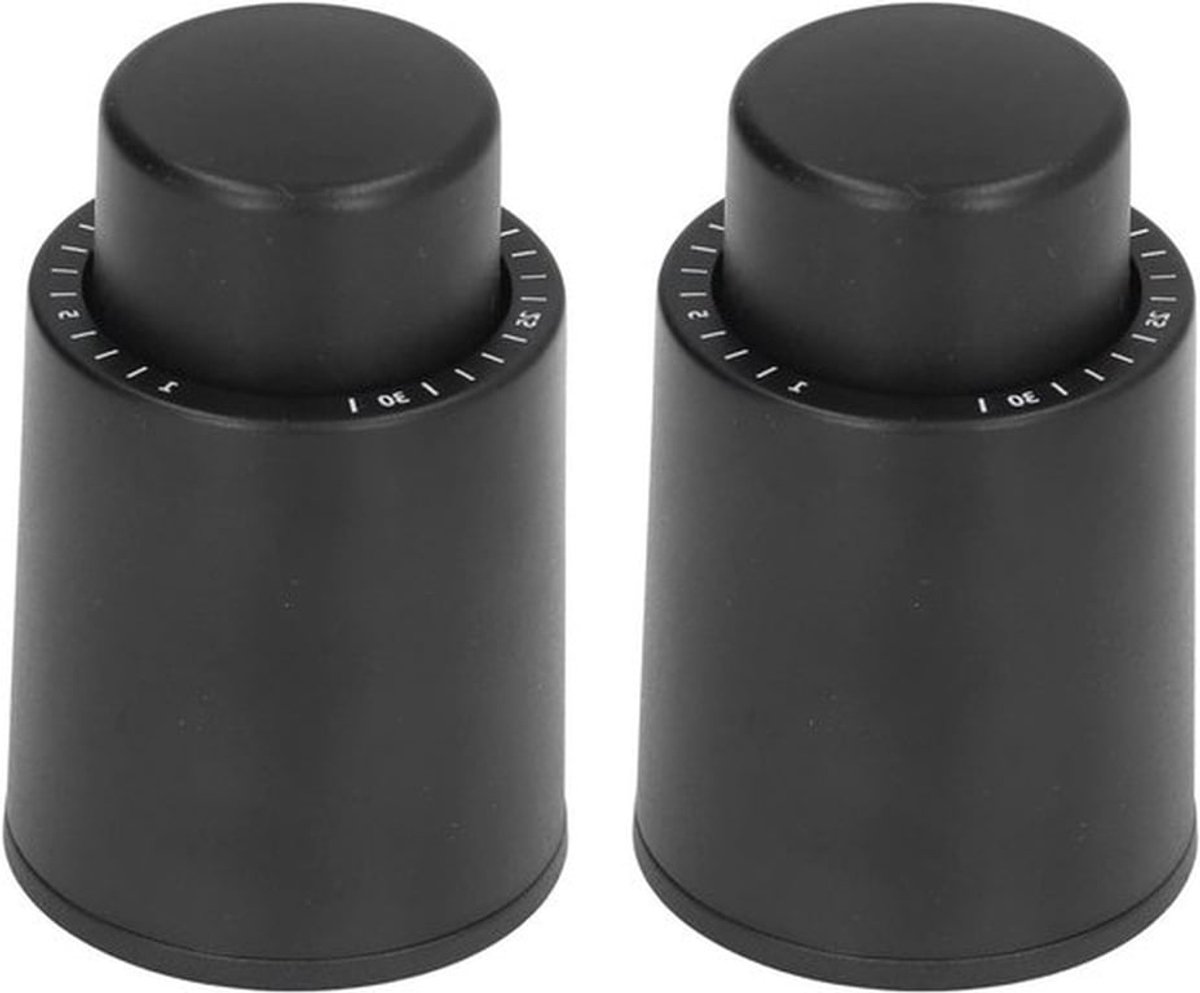 Set van 2 Herbruikbare Wijnfles Stoppers - Vacuumsealer voor Wijnflessen - Lekbestendig en Druk Type Ontwerp - Zilverkleurig