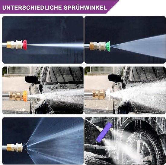 SnelShoppen - 2-in-1 Hoge Druk Hogedrukreiniger Dubbele Spuit Purple - 5 Verwisselbare Spuitmonden 0°-65°, 4000 PSI, Aluminium + Keramische Kern, Idea van Snelshoppen — afbeelding 3