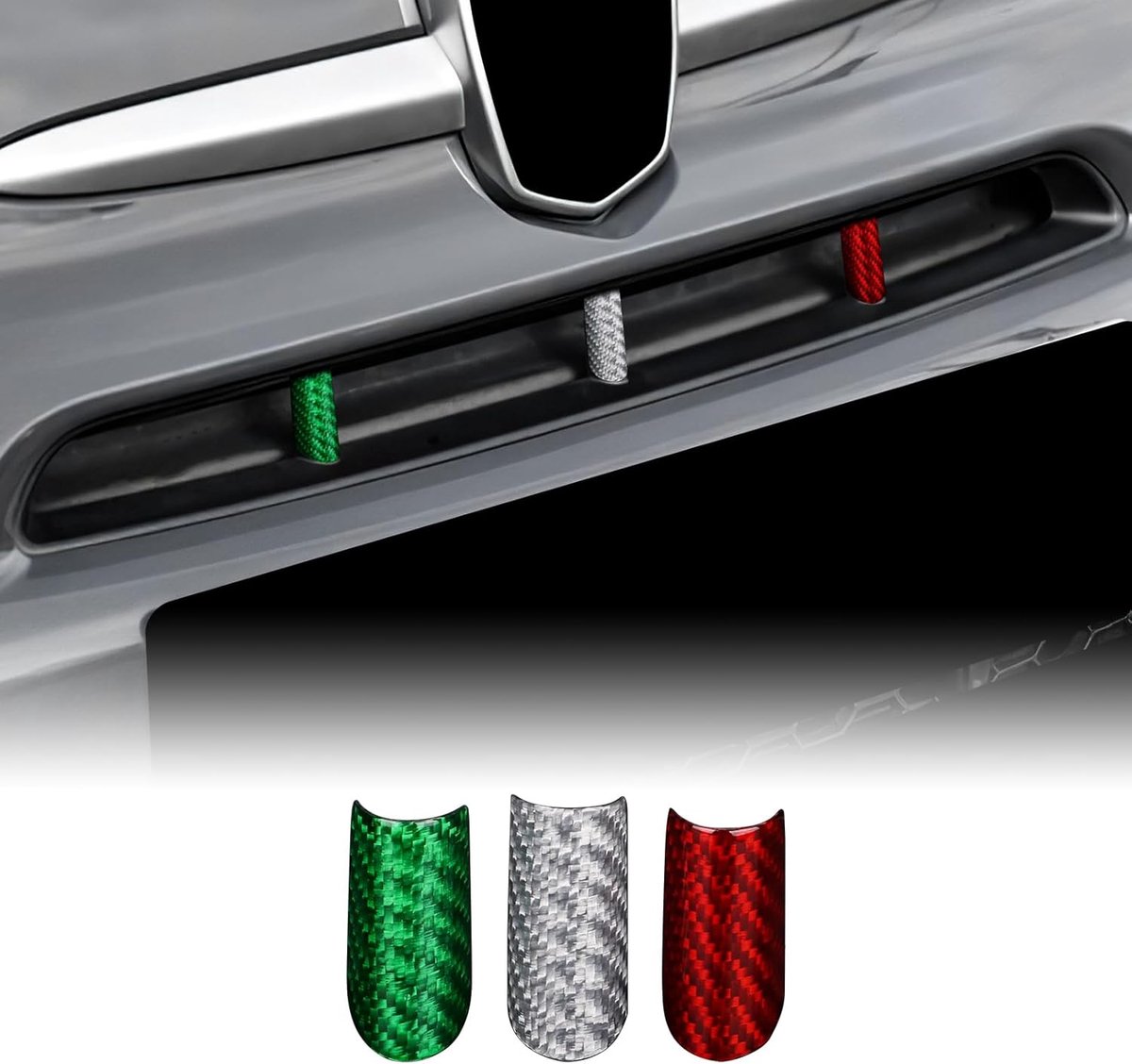 SnelShoppen - Carbon Fiber Radiator Grill Inserts Voor Abarth 595/695 2017-2023 - Hoogwaardige Decoratieve Accessoires - Italiaans Kleurenschema
