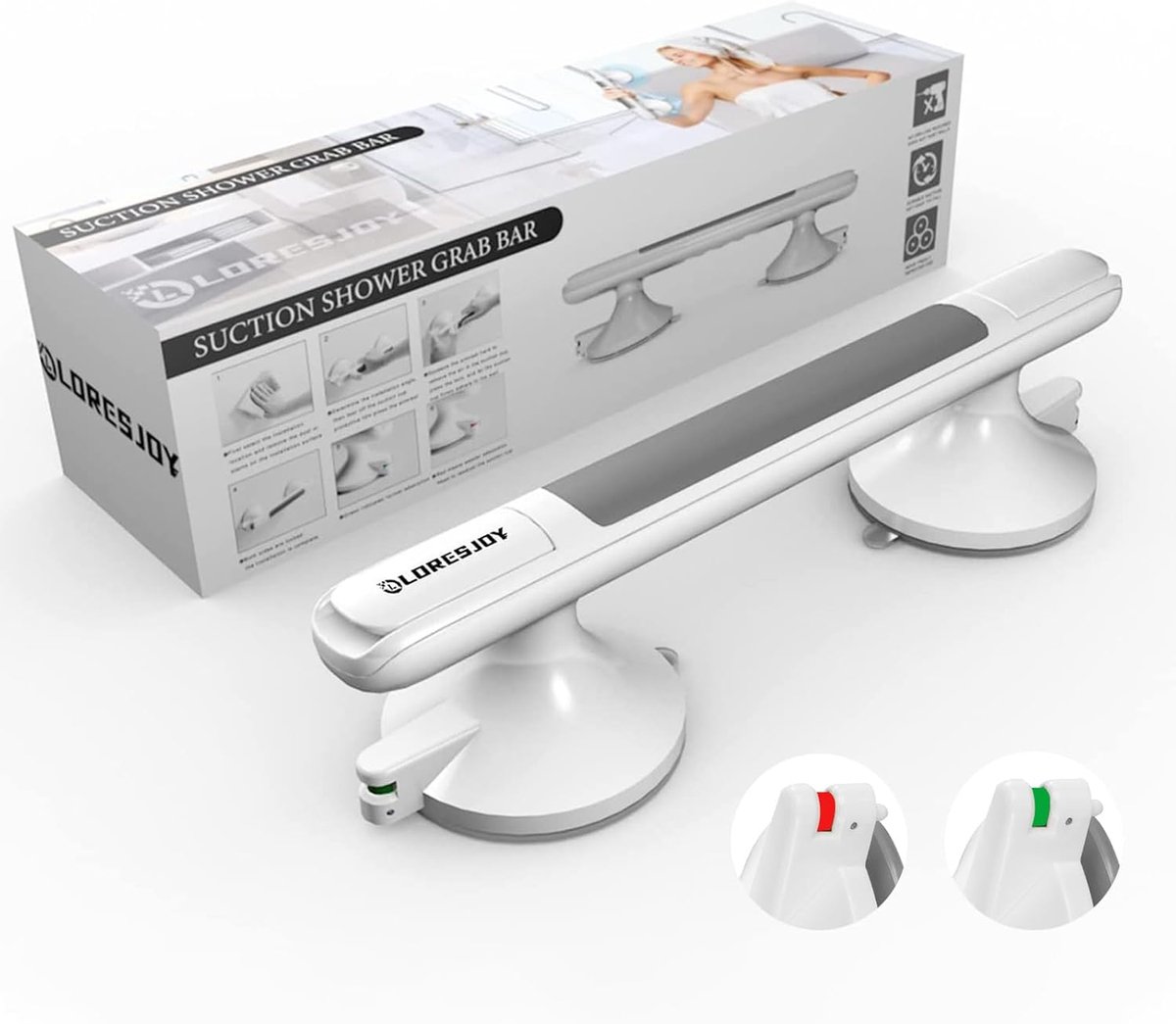 SnelShoppen - Badhandgreep met Zuignappen, Badkamer Steunhandvat, Veiligheids Grip voor Senioren en Kinderen, Ideaal voor Bad en Douche, Robuust en Be