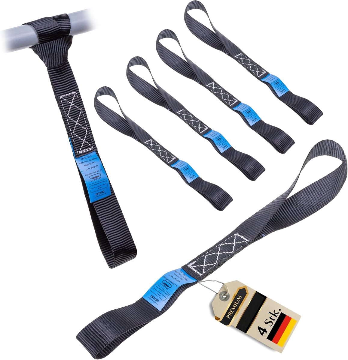 SnelShoppen - Lashing Loops 25 mm, 30 cm (4 stuks) - Hoge Sterkte Bandlussen voor Motorfiets, Spanningbanden, Materiaaltransport, Max. 800 kg