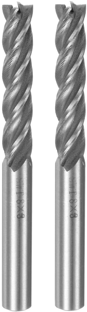 SnelShoppen - 2pcs 8mm x 8mm Helical Depth Cutter 42mm - 4 Flutes HSS-AL Freesgereedschap voor Hout, Aluminium, Staal en Meer - Precisie Dovetail Cutt