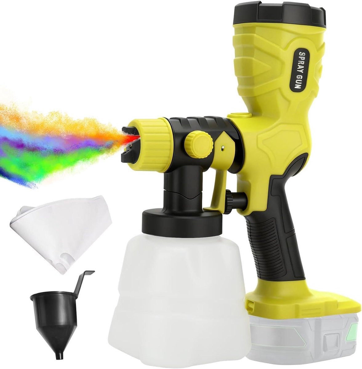 SnelShoppen - Draadloze Verfspuit voor 18V, HVLP Handheld Verfspuitpistool, 43.000RPM Motor met 4 Spuitmonden, 3 Cartridges, 1200ml Tank voor Schuttin