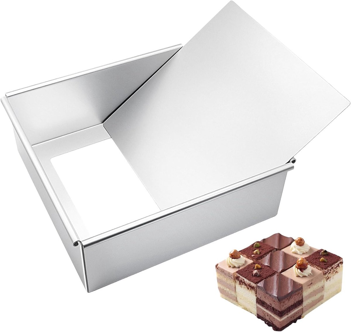 SnelShoppen - Vierkante Bakpan 20 cm met Verwijderbare Bodem, Anodized Aluminium, Antiaanbaklaag, Ideaal voor Taarten en Gebak, Ovenbestendig tot 230°