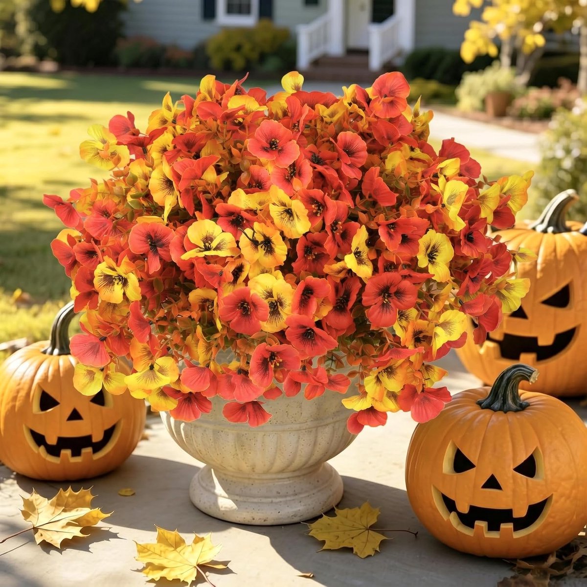 SnelShoppen - 6 Bundels Kunstbloemen Herfst, Realistische Silken Bloemen, Peper Planten voor Balkon, Terras, Decoratie voor Halloween, Feest en Thuisg