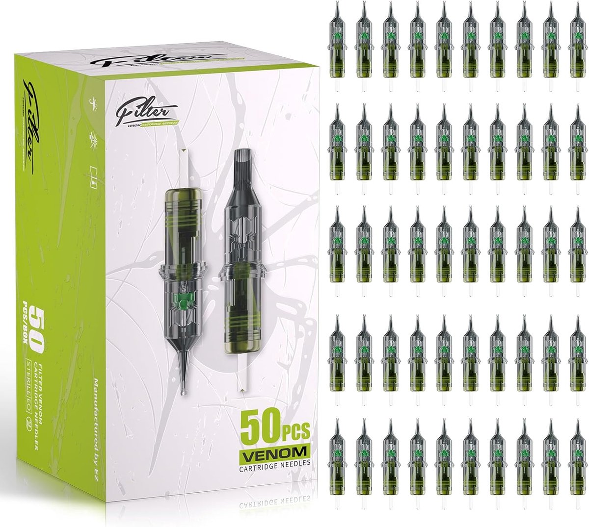SnelShoppen - EZ Tattoo Pattern Needles 50pcs #10 Mixed Bugpin Round Shader Disposable Tattoo Needles voor Tattoo Machine - Perfect voor Precisiewerk