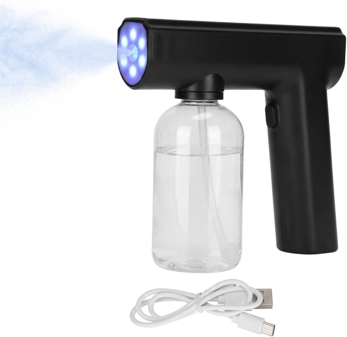 SnelShoppen - Draagbare Elektrische Fog Atomizer Spray Gun, Handheld Atomizer Fogger, Oplaadbare Spuitpistool, 12 Oz Nanometer Sprayer voor Thuis, Kan