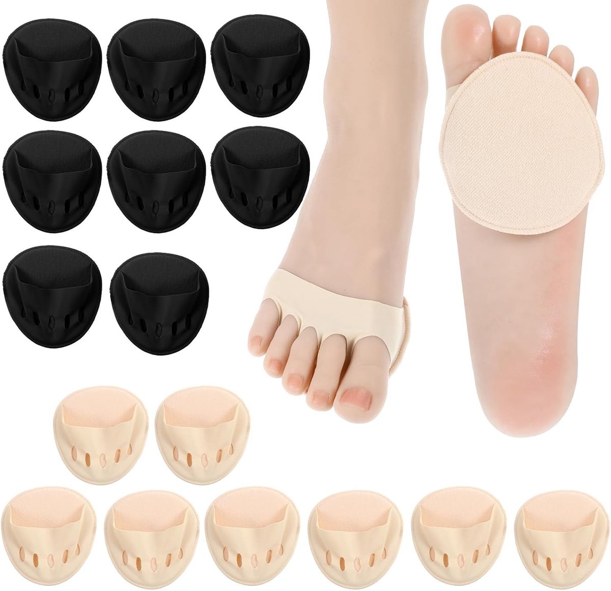 Set van 8 paar herbruikbare antislip voorvoetkussentjes voor hoge hakken, pijnverlichting en ondersteuning zonder tenen