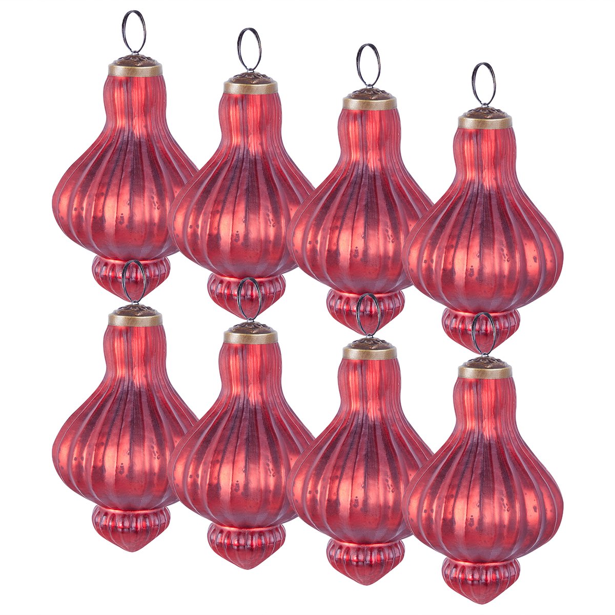 BRILLANT - Kerstballen set van 8 - Rood - Glas