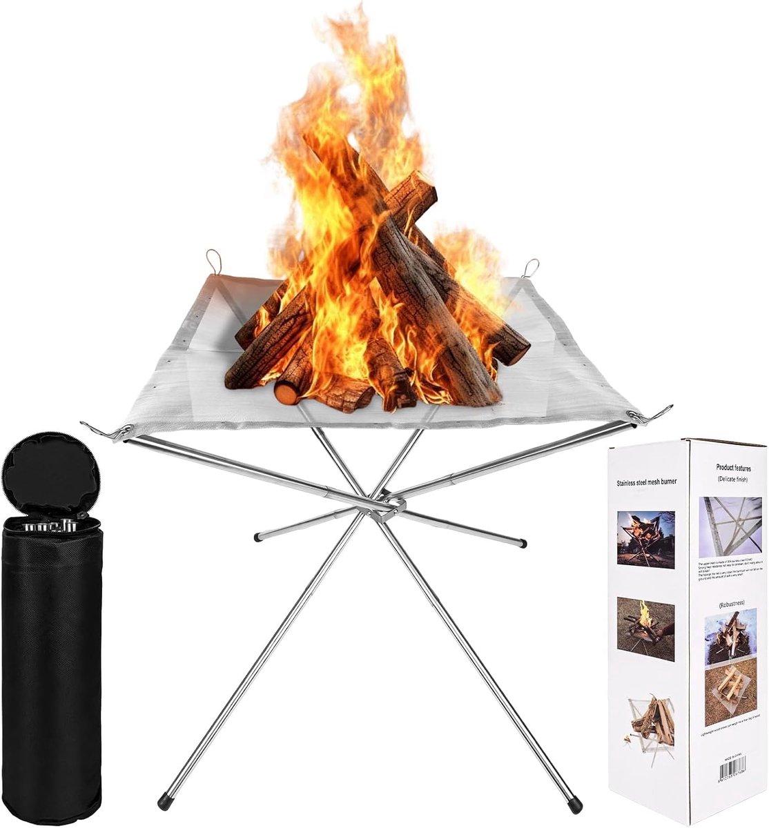 Vuurschaal voor buiten, roestvrij staal, voor tuin, camping, strand