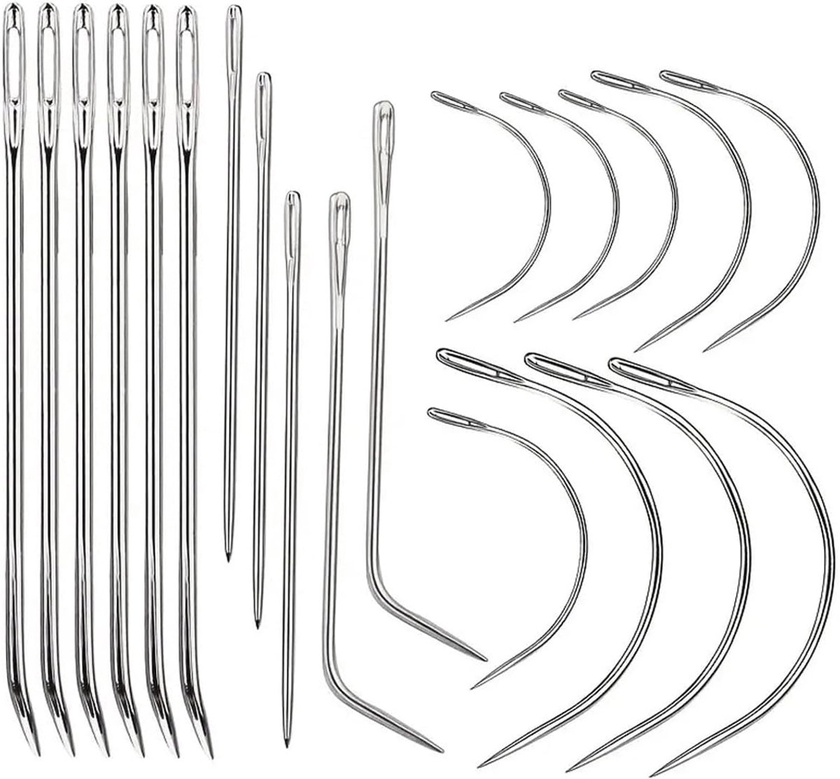 20 Stuks Leder Naalden Set, Gebogen Stalen Zadelmakersnaalden voor