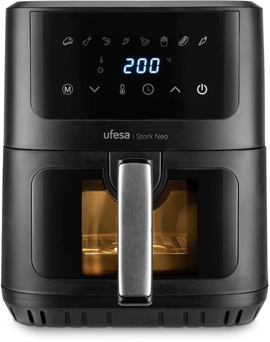 UFESA Stork Neo Airfryer – XXL 6,5 Liter – Met Kijkvenster – 1600W – Zwart