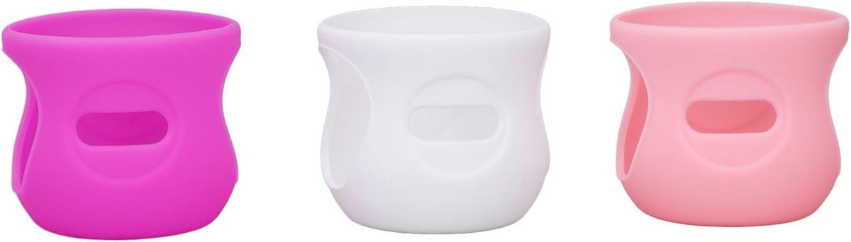 SnelShoppen - Silicone Fleshoezen Anti-verbranding Babyflessen Deksel Glasfles Cover Voor Thuis Gebruik Reizen Vakantie (Wit+Roze+Paars)