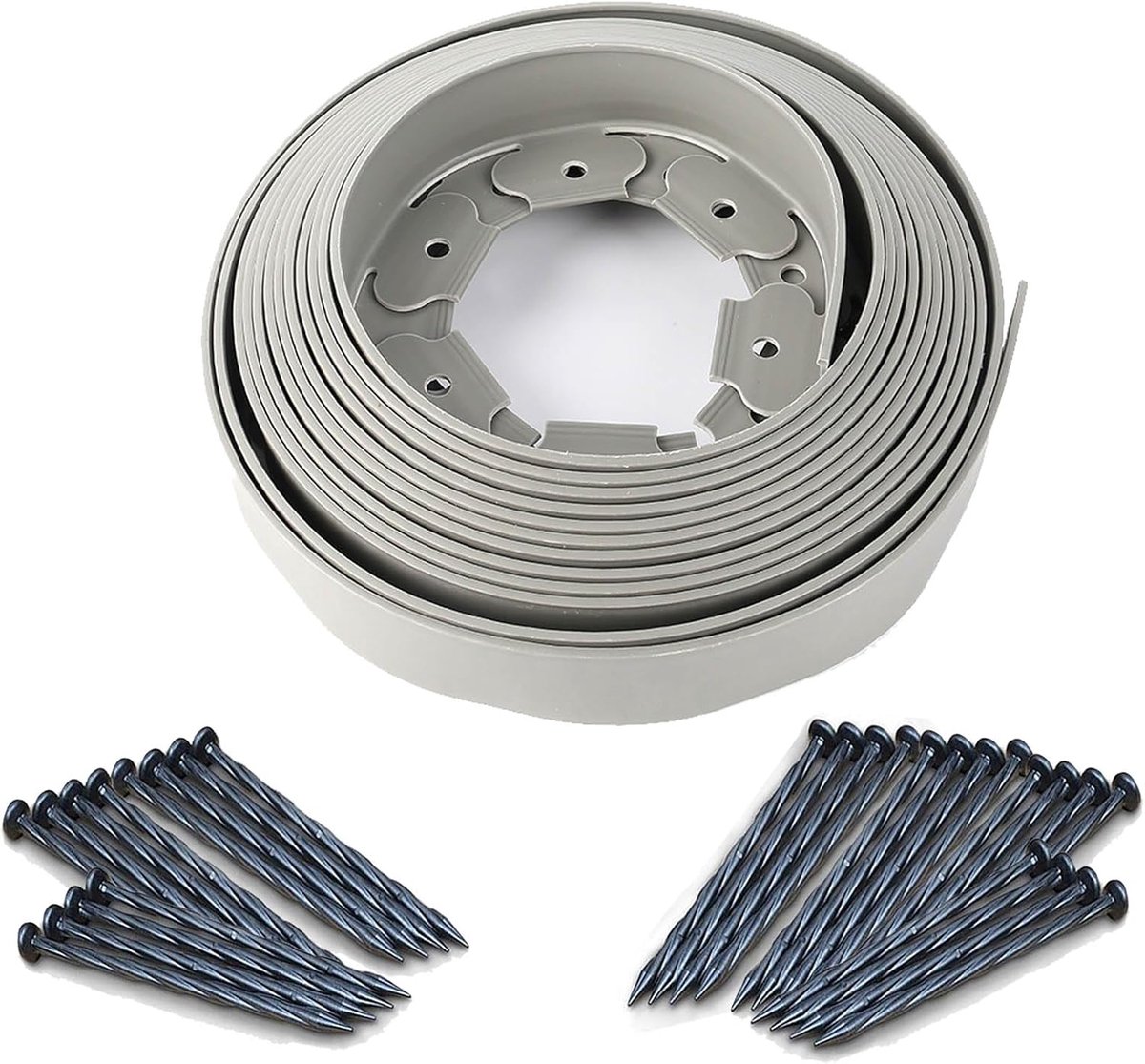 Flexibele Gazonrand van Kunststof - 10 cm Hoog 10 Meter Lang met 30