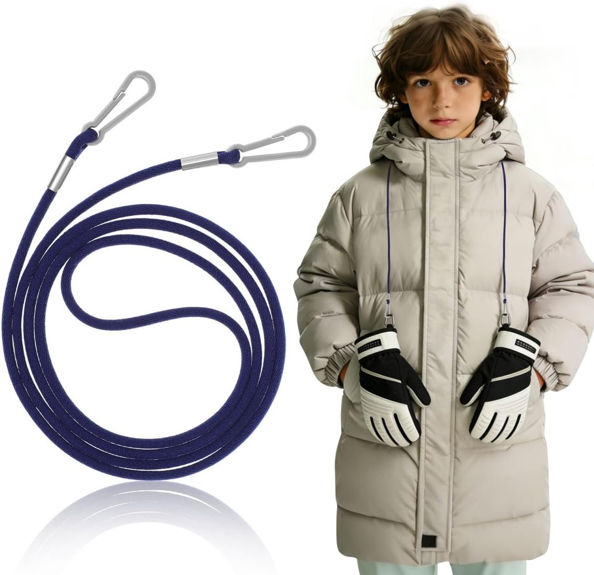 Handschoenhouder wanten clip, handschoenhouder koppelhandschoen clip nylon handschoenhouder riem wintermuts kinderhandschoenen lanyard touw handschoenen clips voor peuters (donkerblauw)