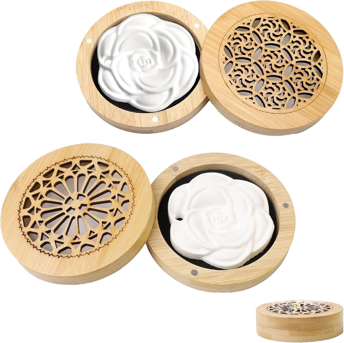 2 stuks geursteen voor etherische oliën diffuser, geurstenen met houten diffuser voor aromatherapie in slaapkamer, badkamer, kantoor, auto en reizen