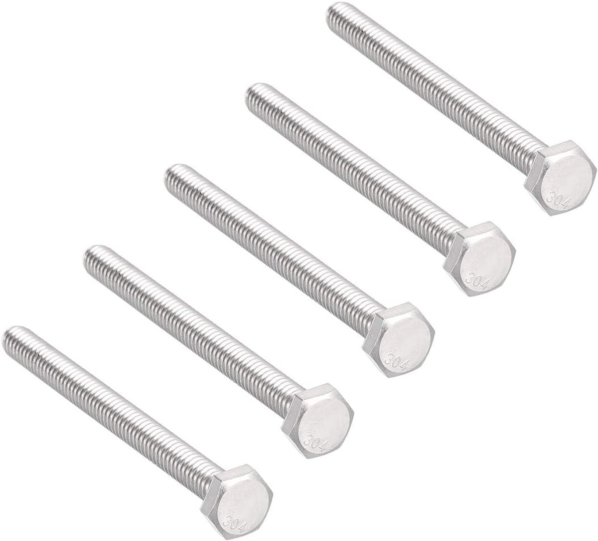 sourcing map 5 stuks zeskantschroeven draadbouten 68mm 1/4 inch 20 x