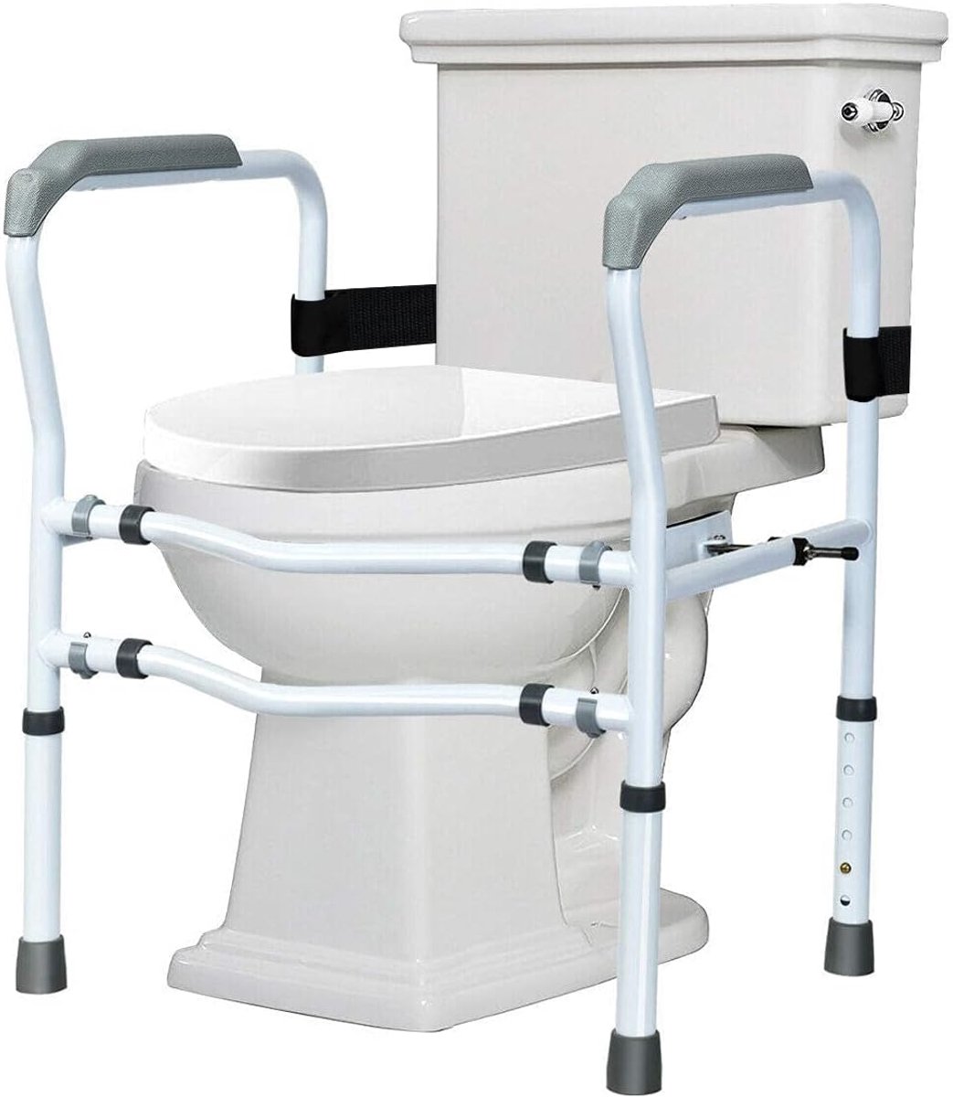 Toiletsteun verstelbaar 48 x 65 x 84 cm - zonder boren - antislip handgrepen - ondersteunt bij opstaan - ShopVlot
