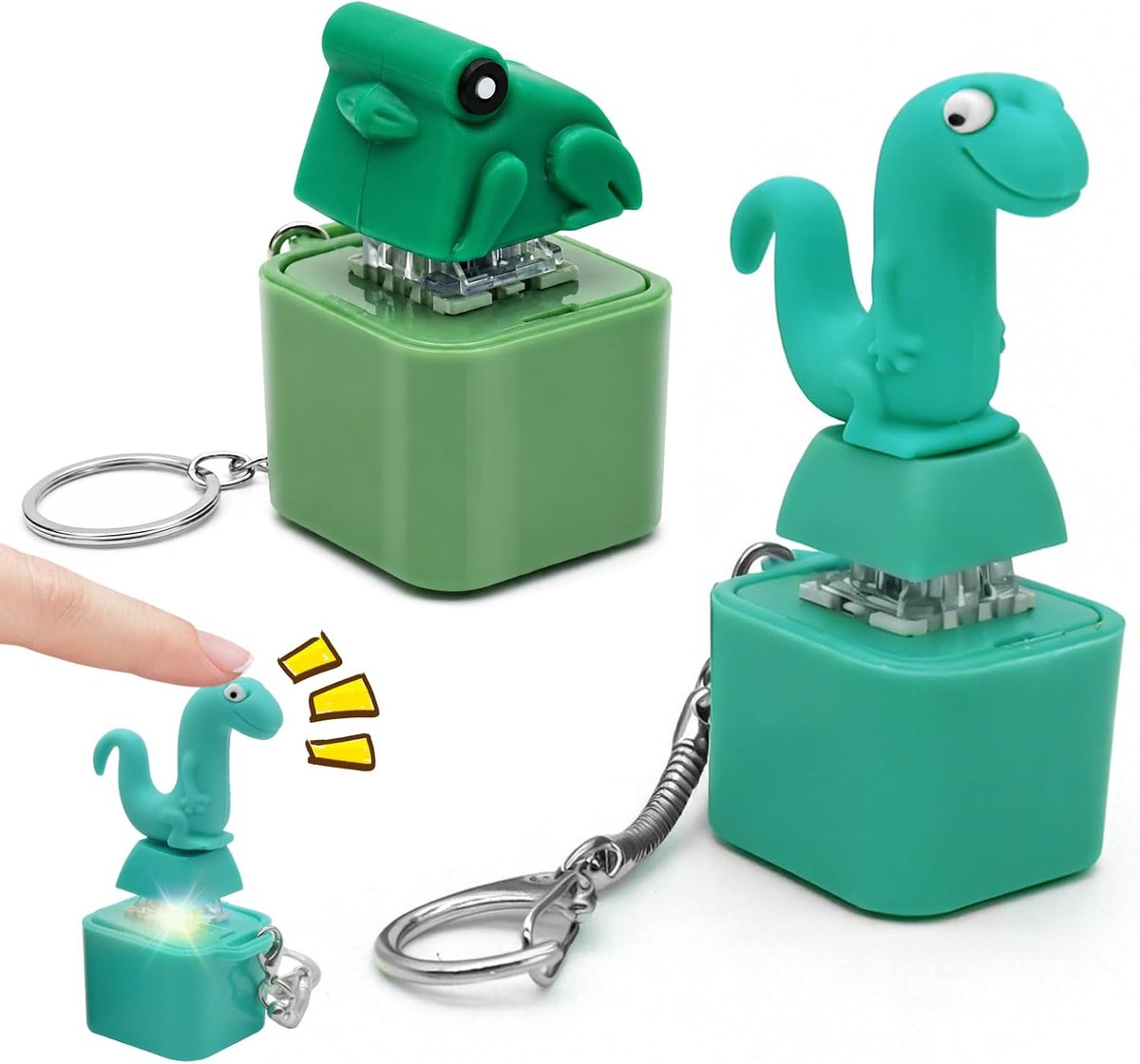 Set van 2 sleutelhangers met kwakend fidget-speeltjes met lichtjes