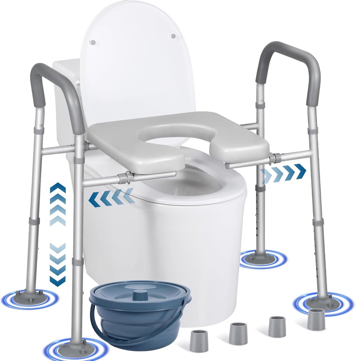 Verhoogd Toiletzitje 227kg - Hoogte & Breedte Verstelbaar - Met Handgrepen - Ideaal Voor Senioren - ShopVlot