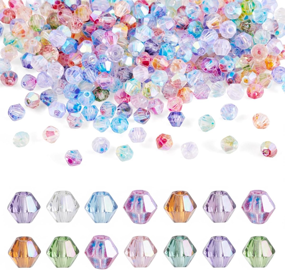 Kralen 4mm Kleurrijke Facet Glas Rocailles Losse Spacer voor Armband