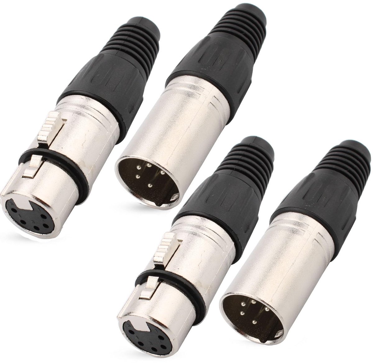 4 stuks soldeerverbinders XLR 5-pins mannelijk/vrouwelijk stekker microfoonkabel, microfoon audio-aansluiting, XLR-stereo-aansluitingen