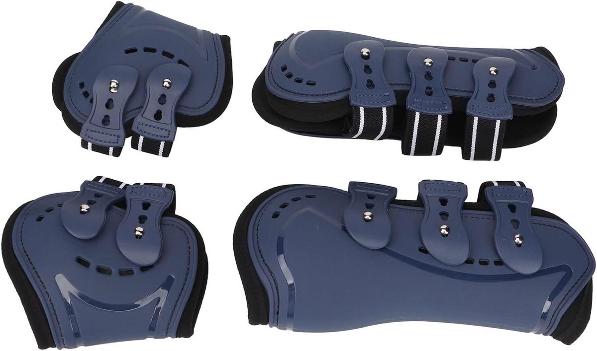 Peesbeschermers Paard - Paardenlaarzen Beenbeschermers - Paardrijden Bescherming - Verstelbaar Open Front - Set van 4 - Blauw