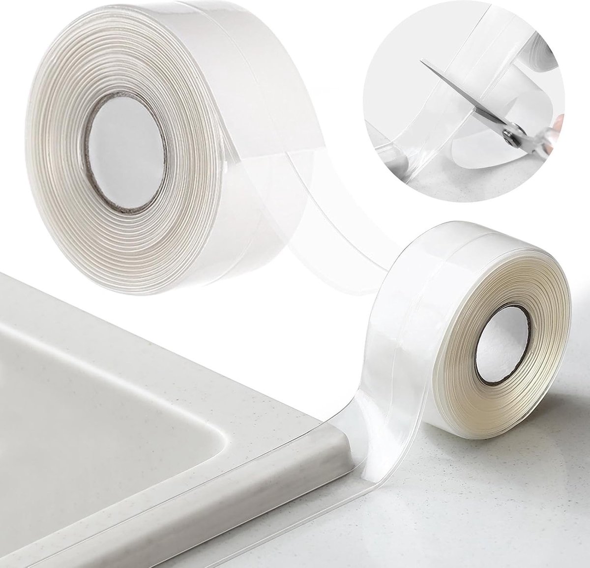 Zelfklevende Transparante PVC Sealtape, Waterdichte Tape voor Deuren en Ramen, Geluidsisolatie en Tochtwering voor Keuken en Badkamer