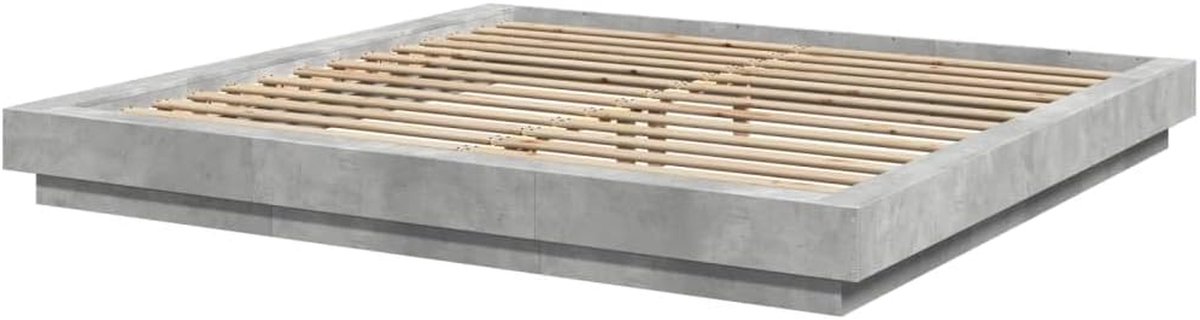 Bedframe Hout - Tweepersoonsbed - Rustgevende Slaap - Betongrijs - 180x200 cm - Grijs