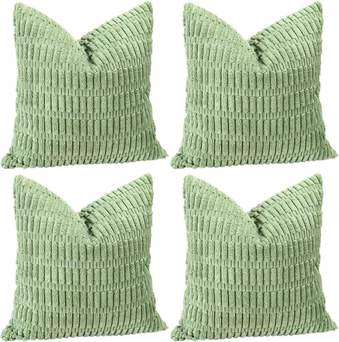 Decoratieve Kussenslopen voor Sofa en Slaapkamer, Zacht en Comfortabel, 45 x 45 cm, Saliegroen, Set van 4