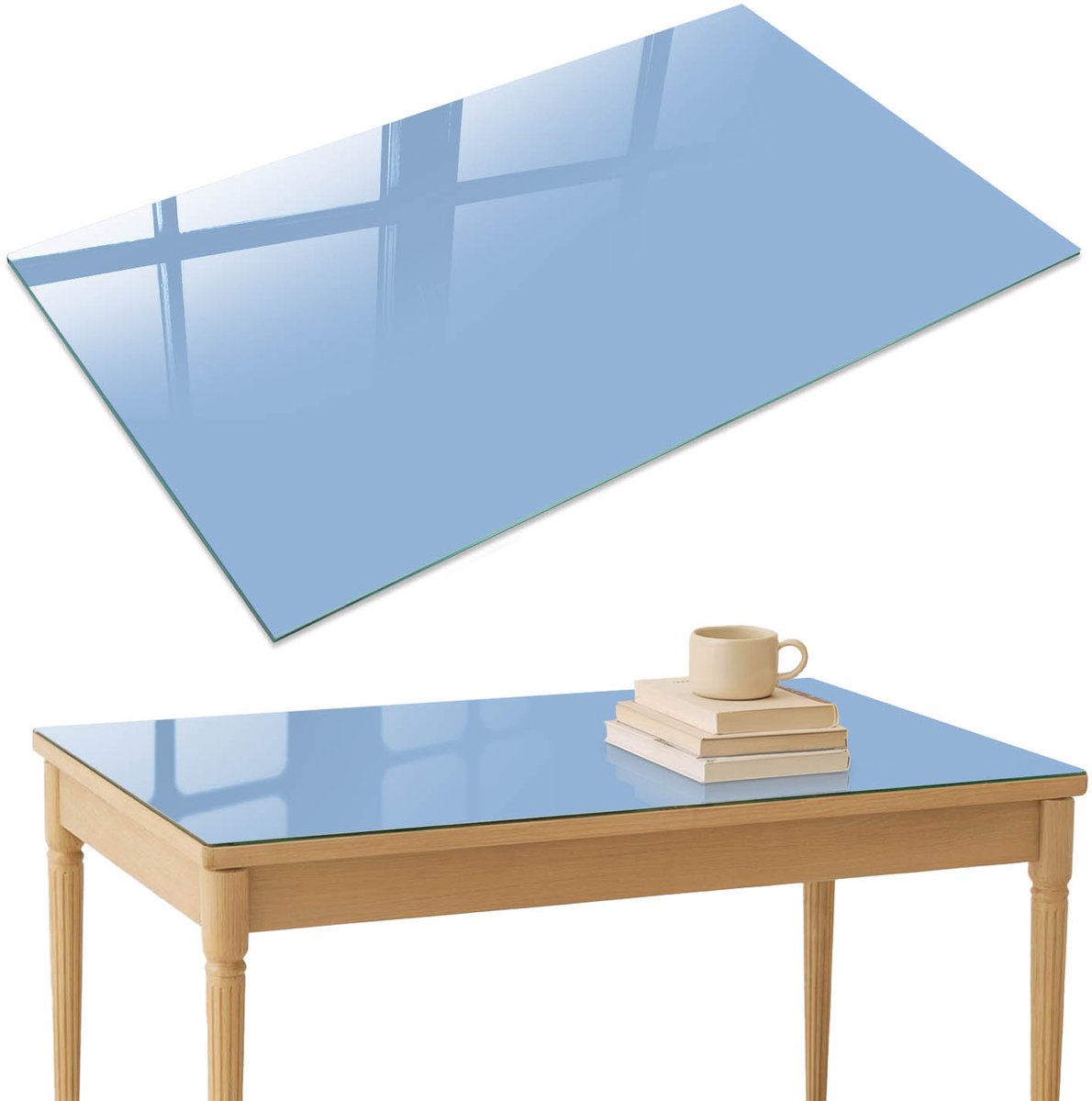 ArtPrintCave Babyblauw Glazen Tafelblad 120x80 cm - Tafelblad Rechthoek - Blauw Bureaublad - Achtergronden en patronen Eettafel Met Glasplaat