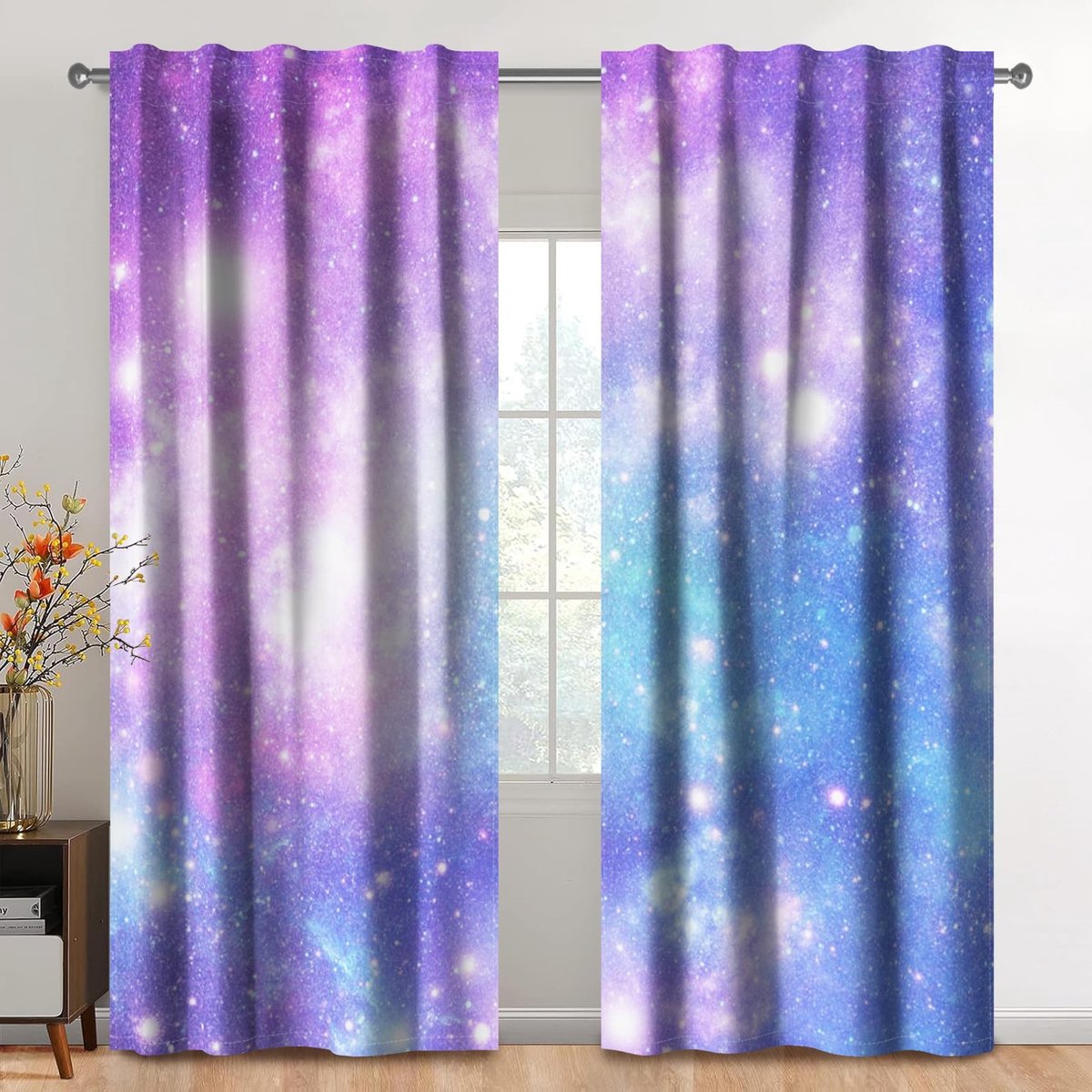 Omgoods - Gordijnen met Rod Pocket - 140 x 229 cm, Dromerige Galactische Mist