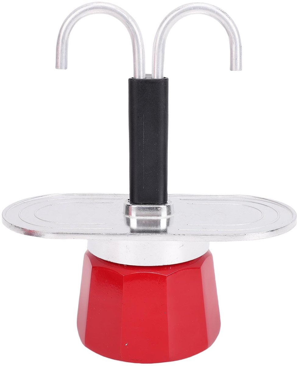 Omgoods- Koffiezetapparaat met dubbele buis - 2 Koffiekopjes - Aluminium - 100 ml - Voor op reis - Gemakkelijk schoon te maken - Koffiemachine