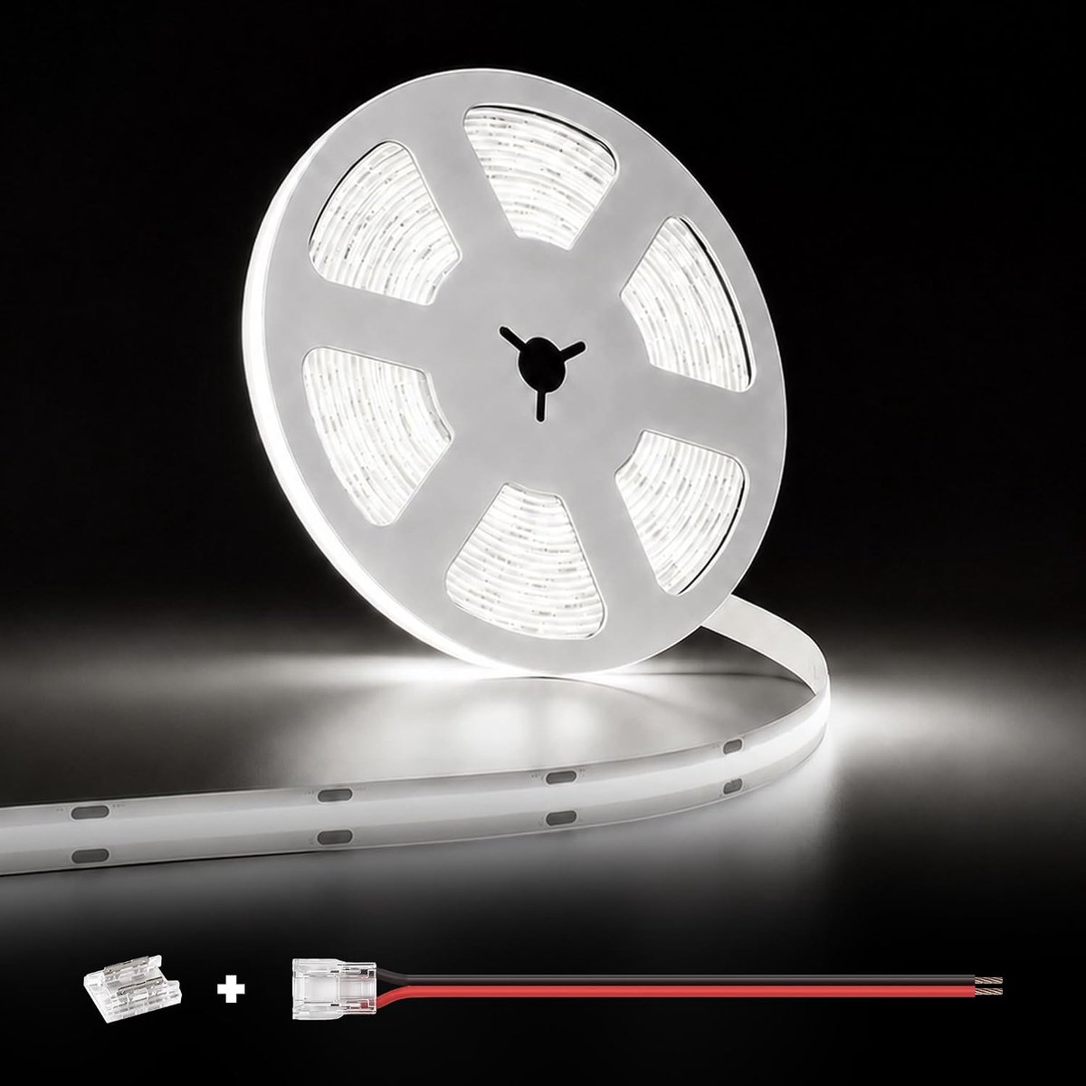 12 V COB ledstrip, koudwit, 6000 K, 2,5 m, 528 leds/m, CRI90+, dimbaar, zelfklevend, ledstrip, lichtband, strip, ketting