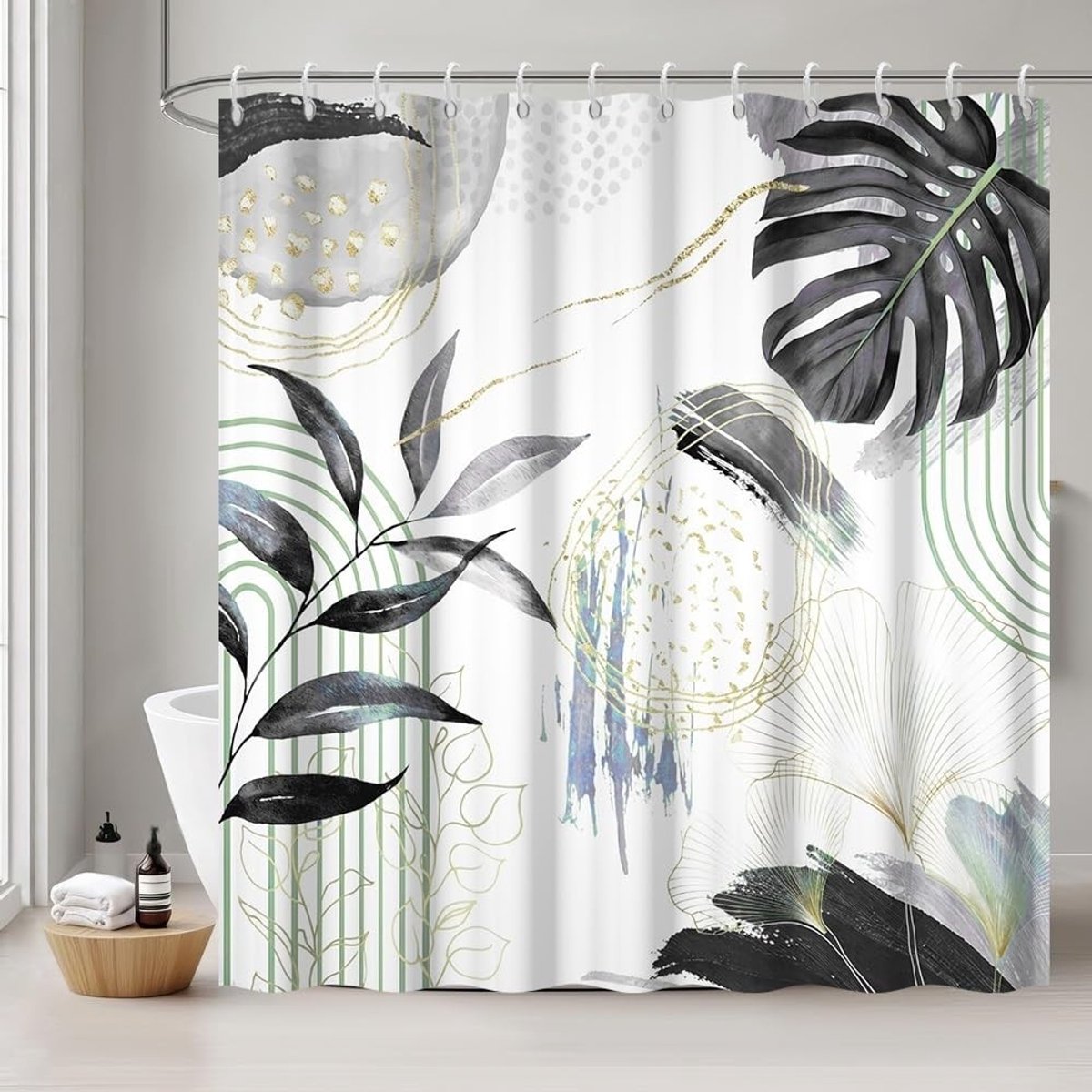 Omgoods - Anti-Mould Douchegordijn 180x200cm met Tropische Palmbladeren