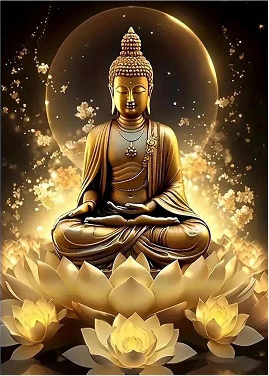Diamond Painting Boeddha Zen 30 x 40 cm gouden Boeddha Diamond Painting Religie Diamond Painting Lotus Mozaïek Diamant Schilderij Kunst Borduurwerk Kruissteek Foto's Cadeau Wanddecoratie