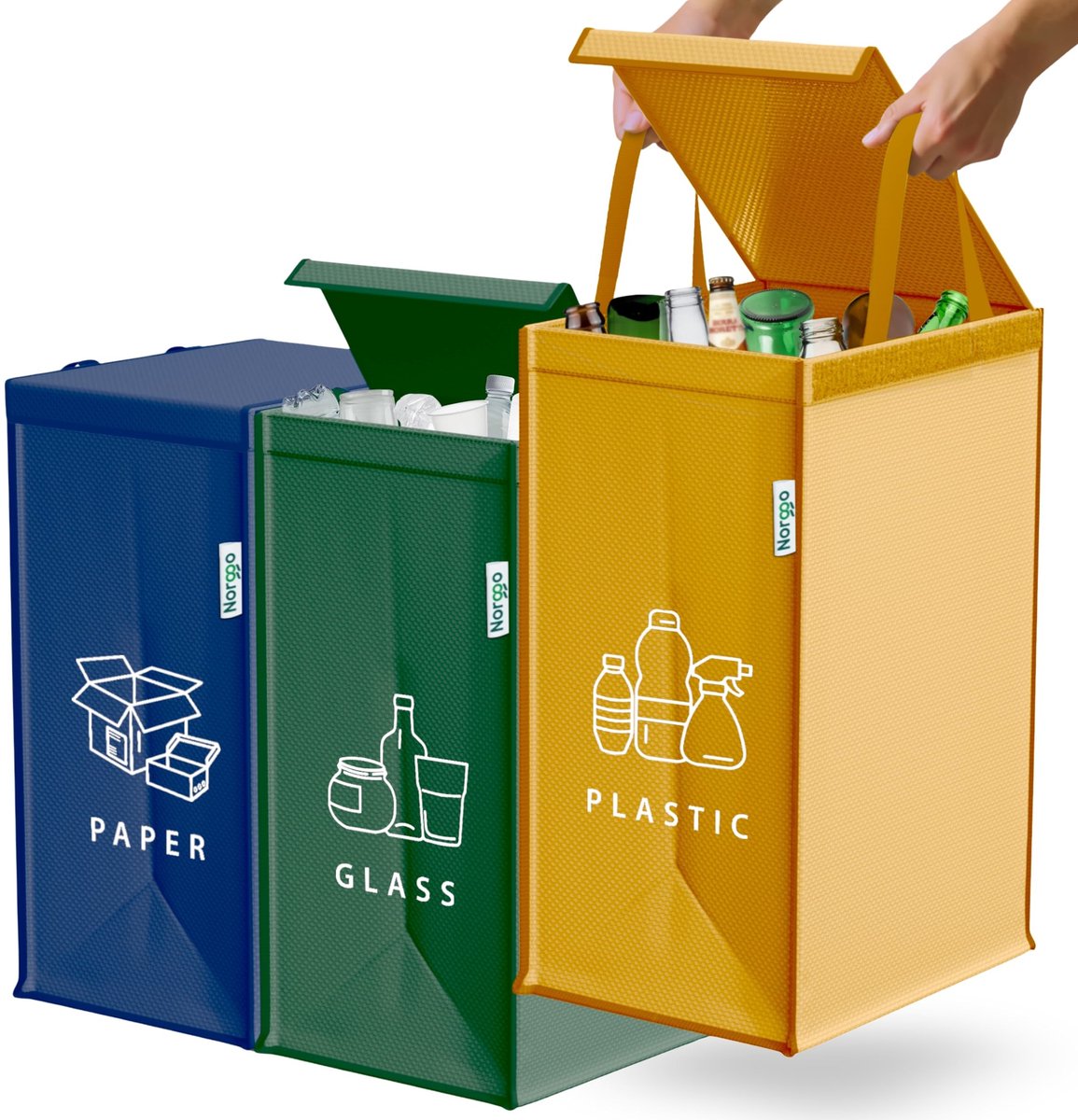 Omgoods - Recycling Afvalbakken Set van 3 - 40L