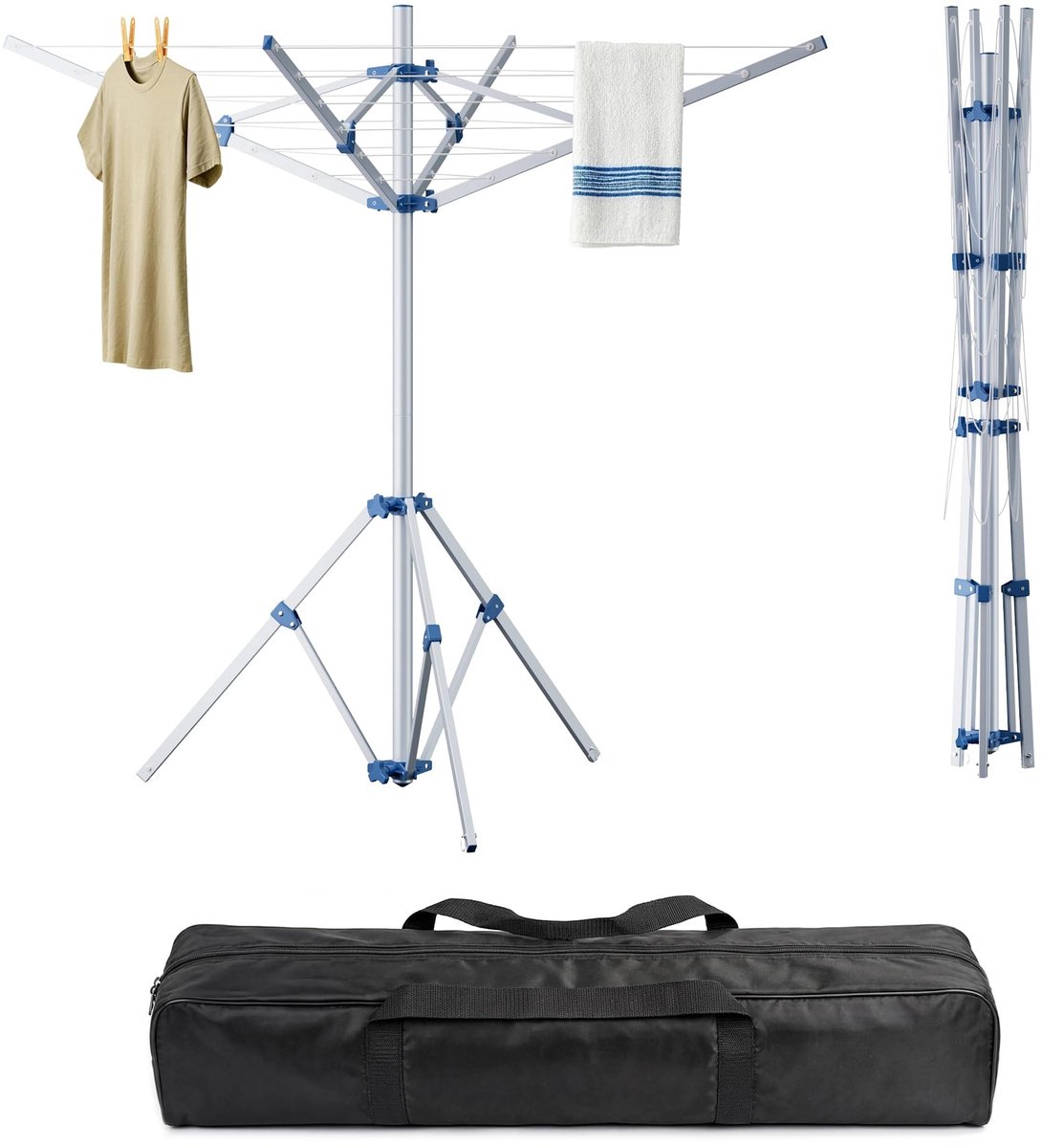 Omgoods - Mobiele Kleerhanger met 4 Armen en 16 Meter Waslijn