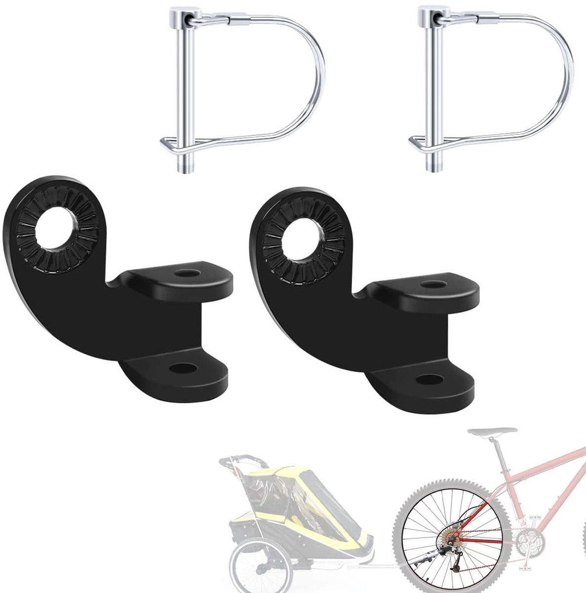 Omgoods - 2 Stuks Fietstrailer Koppelstukken - Met Veiligheidspen en Universele Compatibiliteit