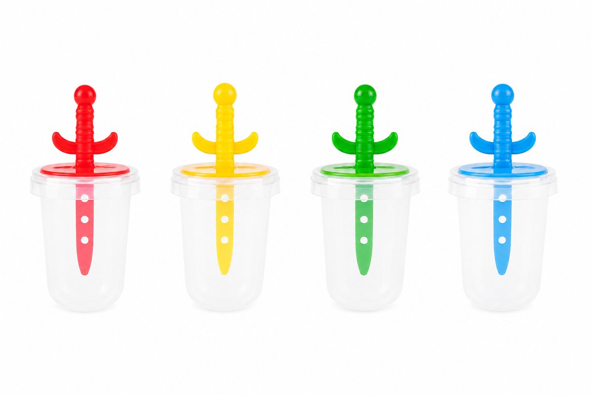HEM IJsvormpjes Set 4 Stuks - Zwaard IJslollymaker - Waterijs Maker - Herbruikbare IJsjesvormen Voor Kinderen - Zelf IJsjes Maken Met Fruit, Smoothies En Yoghurt