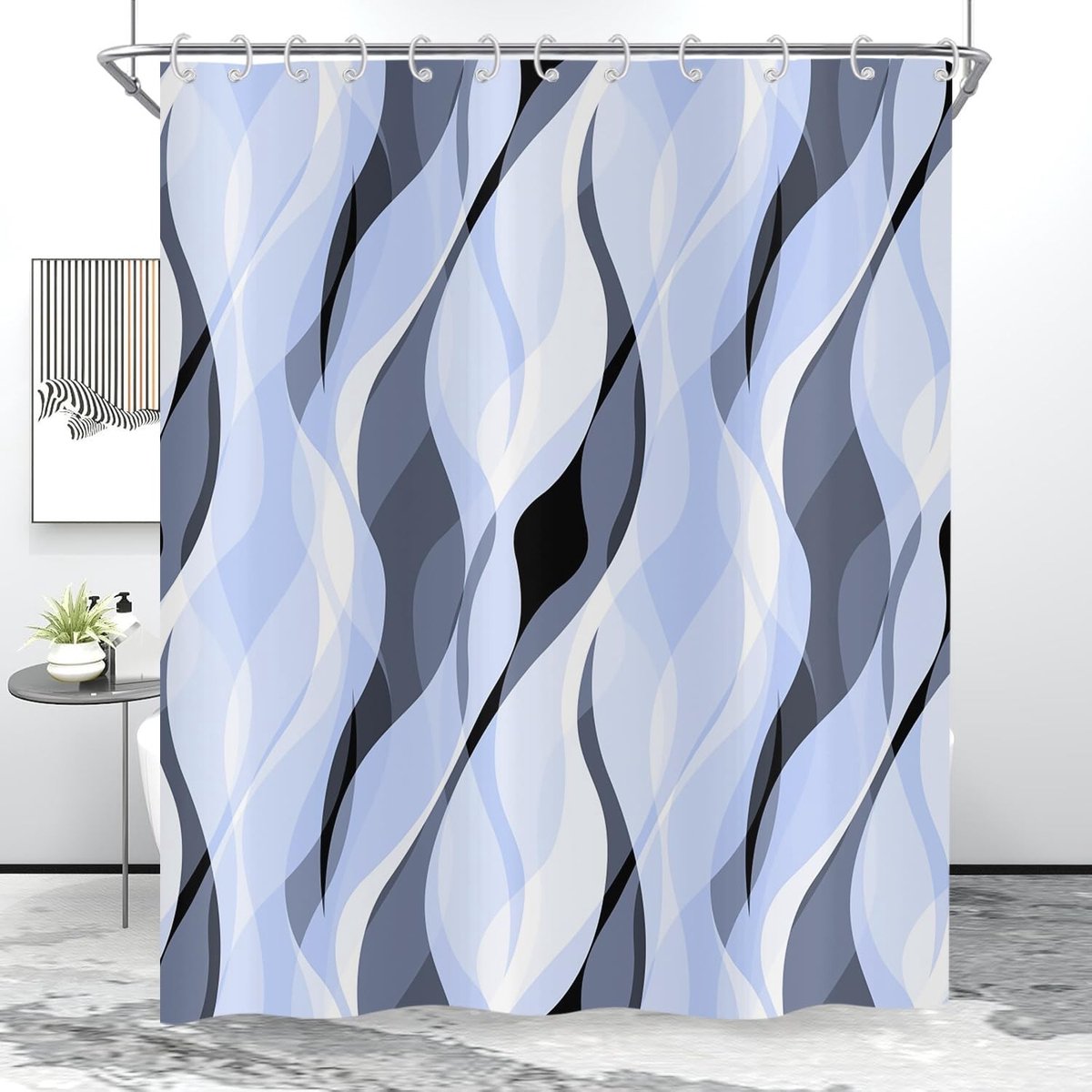 Omgoods - Modern Abstract Douchegordijn Lichtblauw 120x180 cm Waterdicht