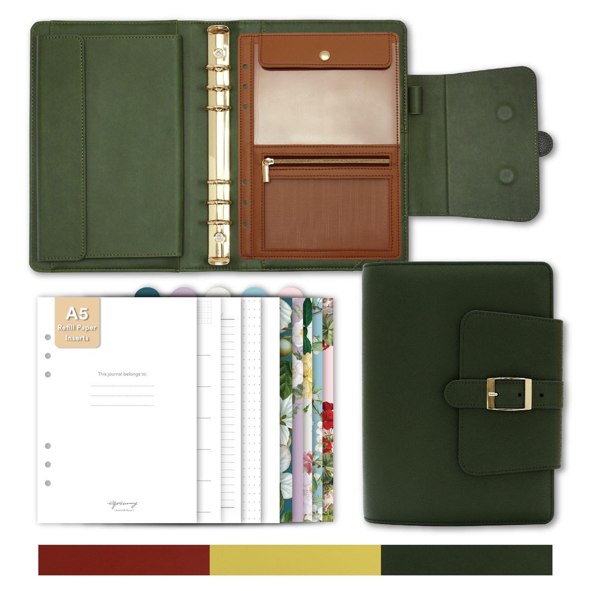 Omgoods - A5 PU Leather 6-Ring Binder Planner - Perfect voor Organisatie