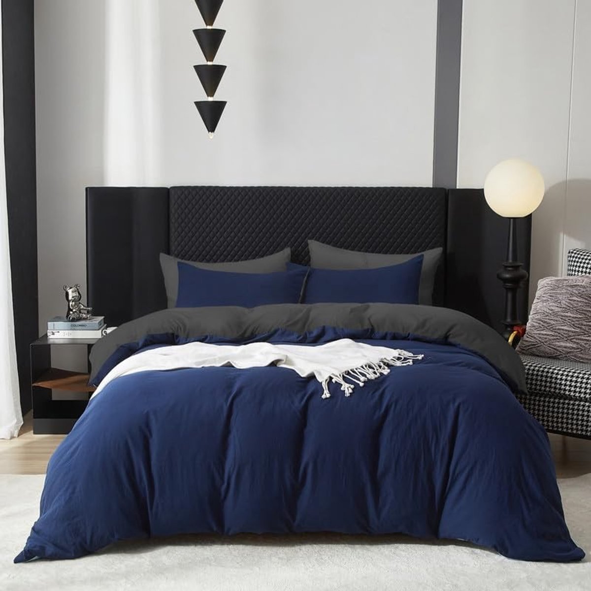 Omgoods - 4-delige Katoenen Bedlinnen Set 135 x 200 cm, Reversible Duvet Cover