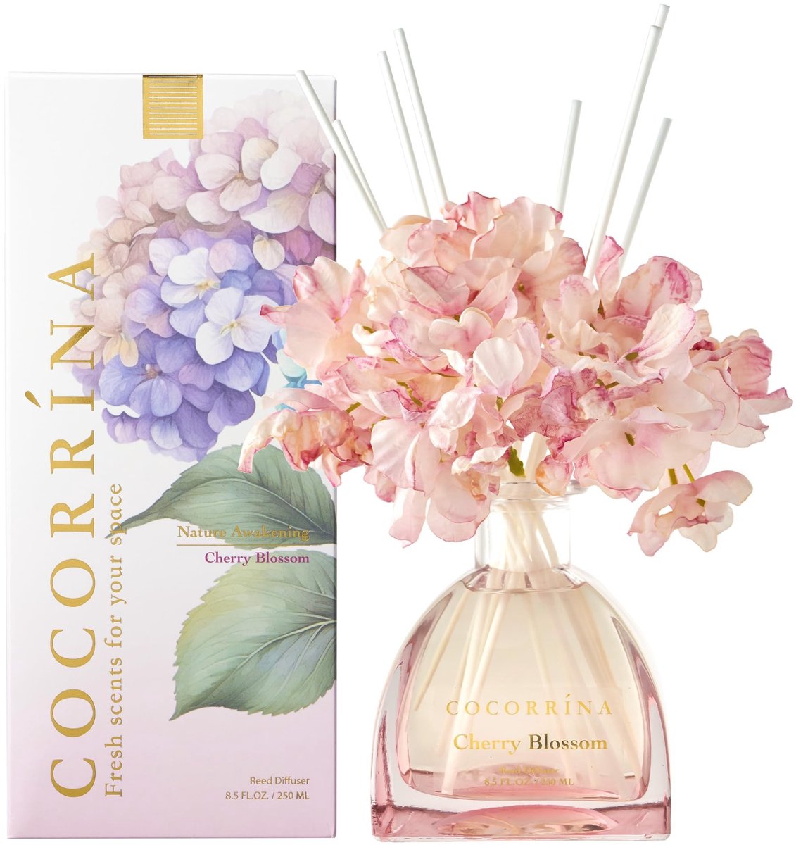 Omgoods - Geurkaars met Bloesem - 250 ml met 8 Geurstokjes - Langdurige Aroma