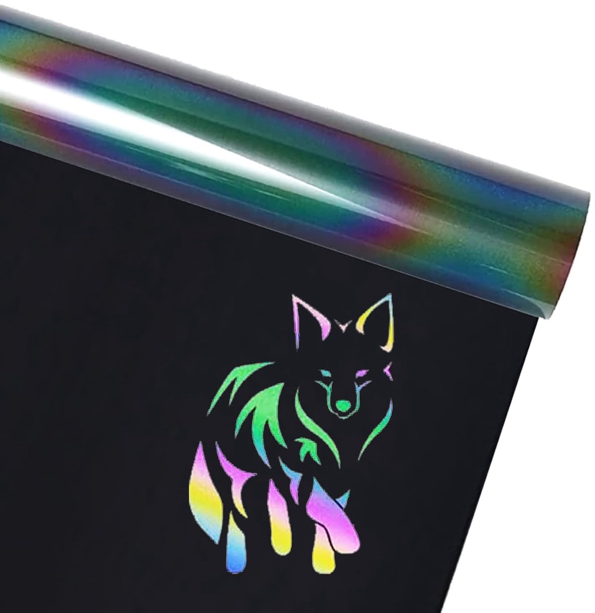Plotterfilm Textiel, Reflecterende Regenboogplotterfilm 30,5 cm × 1,5 m Warmteoverdracht Vinyl, voor doe-het-zelf T-shirt, Stoffen (Reflecterende Regenboog)