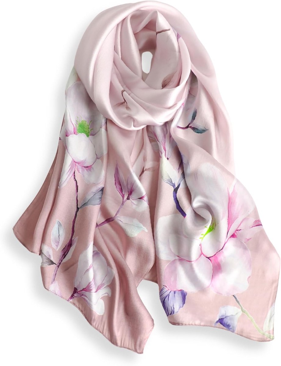 100% moerbeizijde, 170 x 53 cm, zijden sjaal voor dames, lange halsdoek voor hoofd en hals, geschenkverpakking