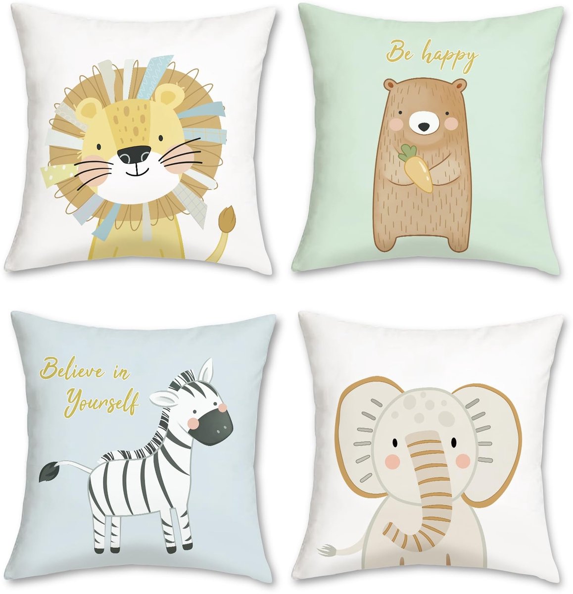Omgoods - Cartoon Animals Kussenhoezen 45 x 45cm - Set van 4