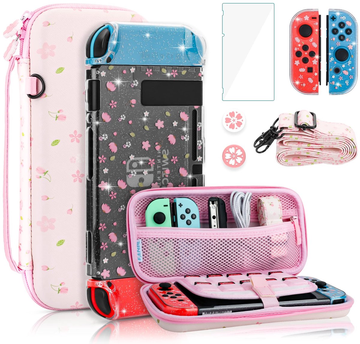 Omgoods - Joli Etui voor Nintendo Switch - Roze Harde Reistas met Accessoires