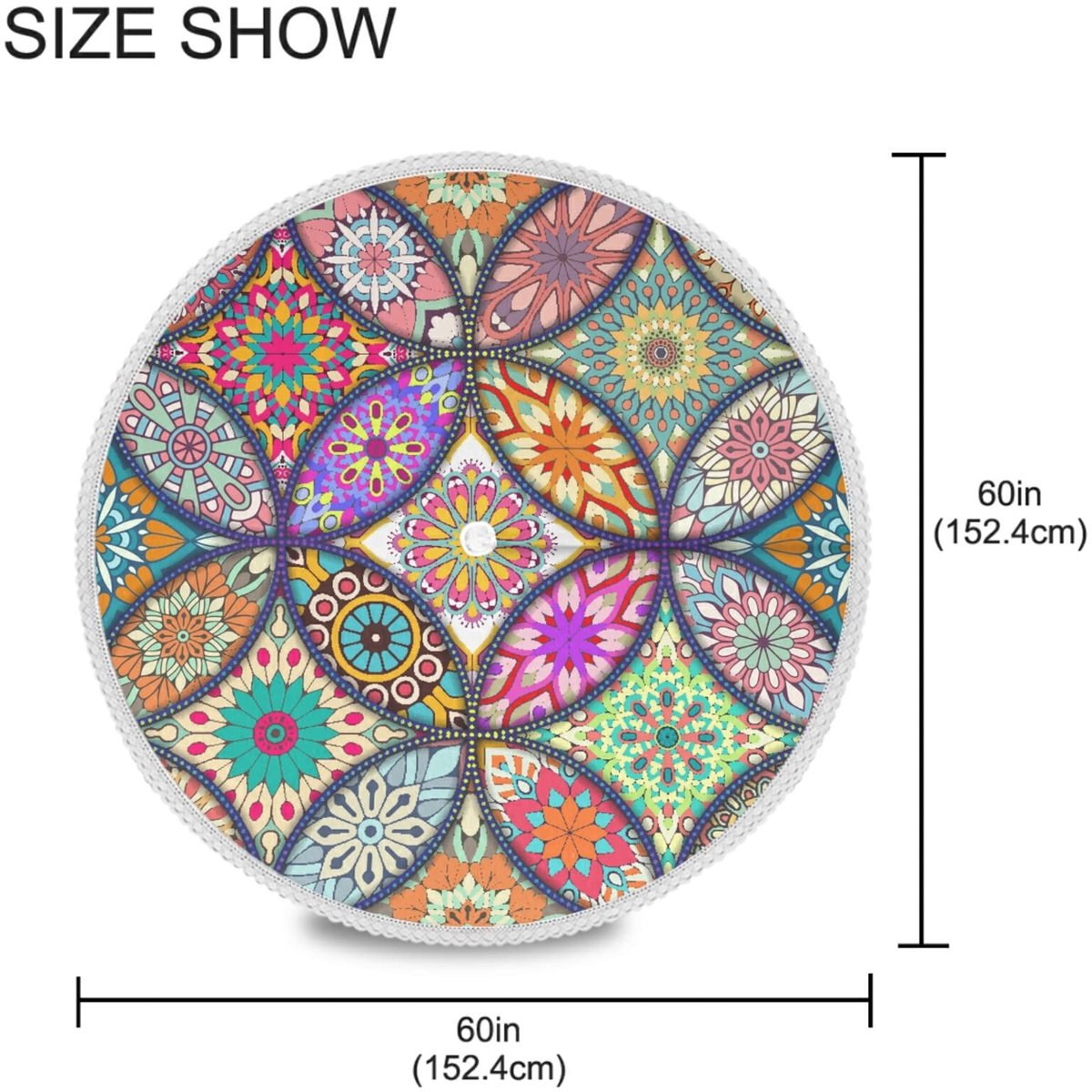 Omgoods - Boho Mandala Rond Tafelkleed met Parasolgat